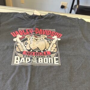 Harley-Davidson Charcoal Tee with Red and Cream Graphic